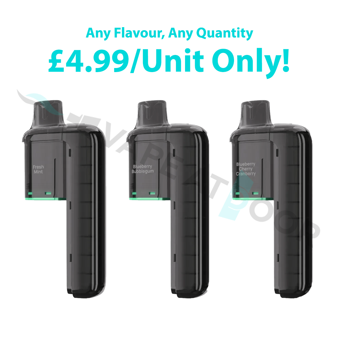 Three Elux FireRose Slidego 20k Prefilled Replacement Pod appearing on a white back ground with pricing on it.