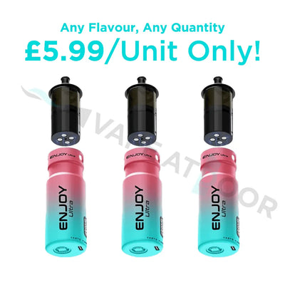 Three Enjoy Ultra 9k Replacement Prefilled Pods on a white background.