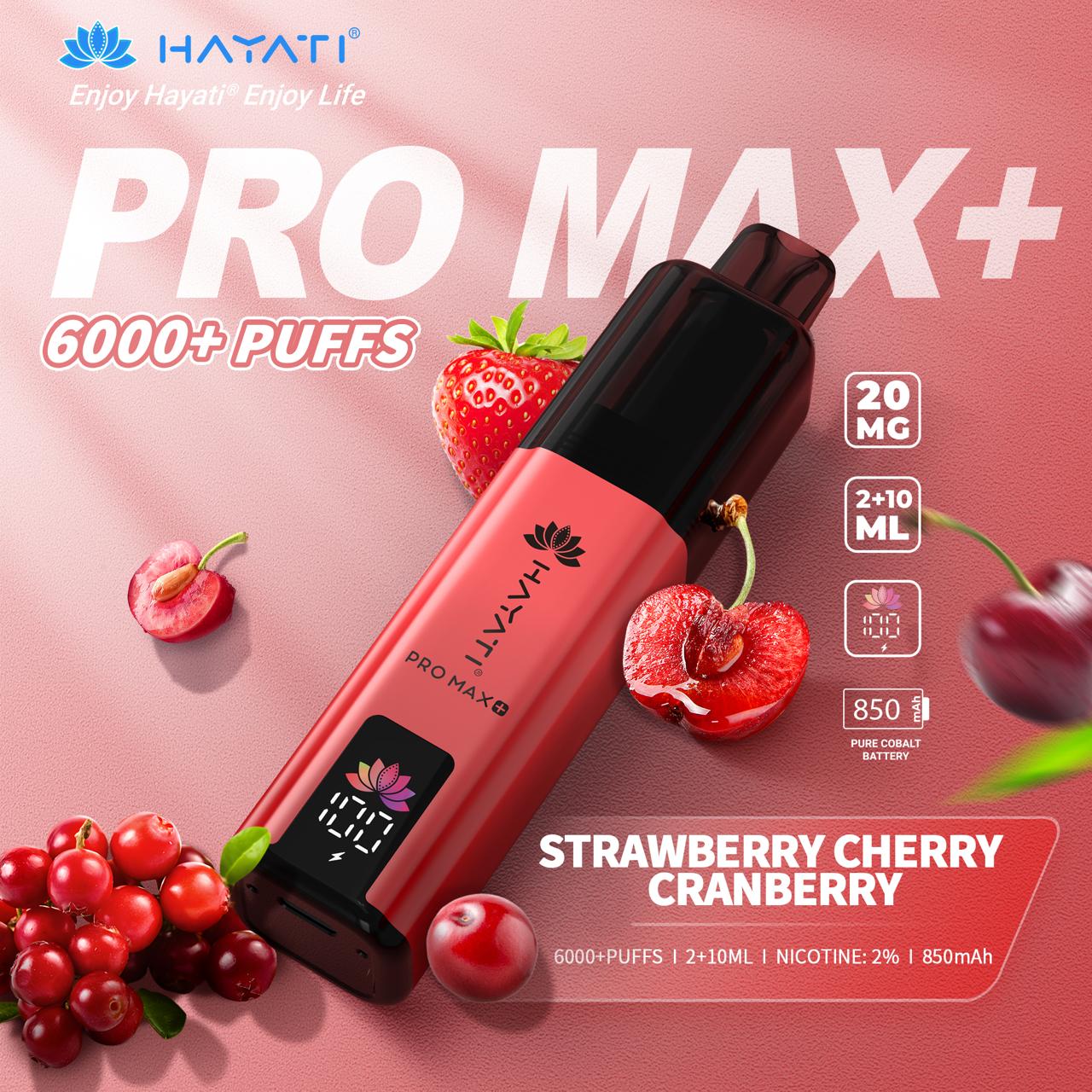 Hayati Pro Max+ Plus 6000 Strawberry Cherry Cranberry