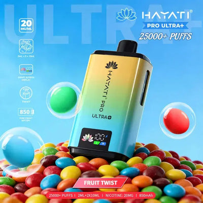 Hayati Pro Ultra Plus 25000 Fruit Twist (New) Kit featuring a vibrant tropical fruit cocktail medley.