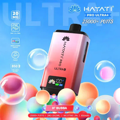 Hayati Pro Ultra Plus 25000 H'Bubba Bubblegum Kit with classic pink chewy bubblegum and sweet candy visuals.
