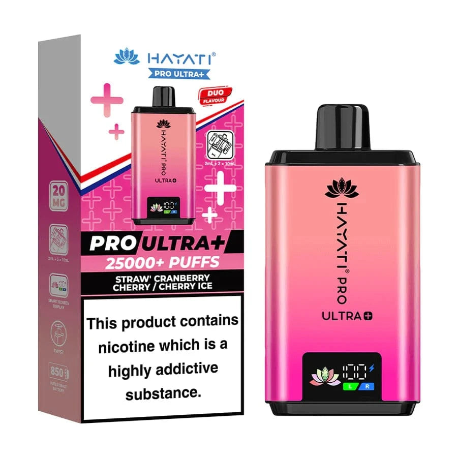 Hayati Pro Ultra 25000 Puffs Straw' Cranberry Cherry / Cherry Ice