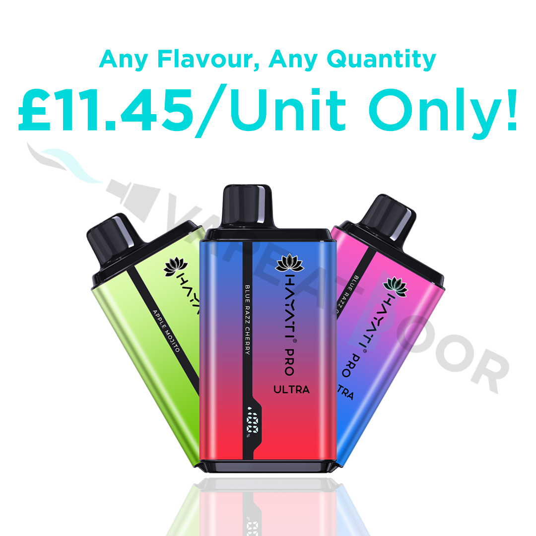 Hayati Pro Ultra 15000 Puffs Disposable Vape – Long-lasting dual e-tank vape with 2% nicotine strength, available at Vape At Door UK.