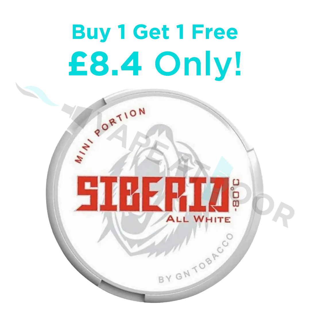 Siberia Mini SNUS All White
33mg Nicotine Pouches