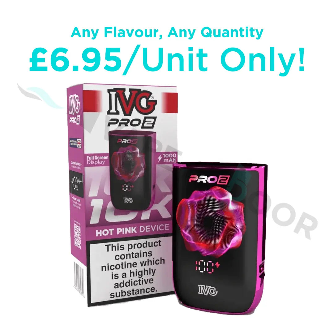 A IVG Pro 2 Pod Kit with promotional text on a white backgound.