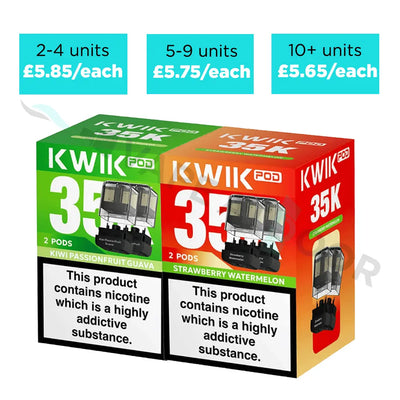 Two Innokin KWIK Replacement pods packaging with multibuy discount details on a white background.