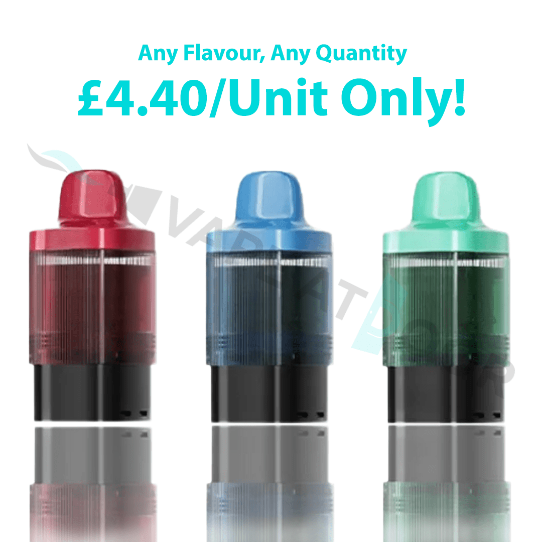 Three JNR Fox 10k Prefilled Replacement Pods with promotional text on a white background