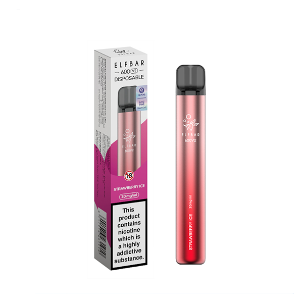 Elfbar 600 disposable vape Strawberry Ice Flavour