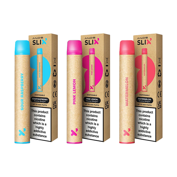 ANDS Slix Disposable Vape 600 Puffs Sour Raspberry, Pink Lemon, Watermelon, Flavour