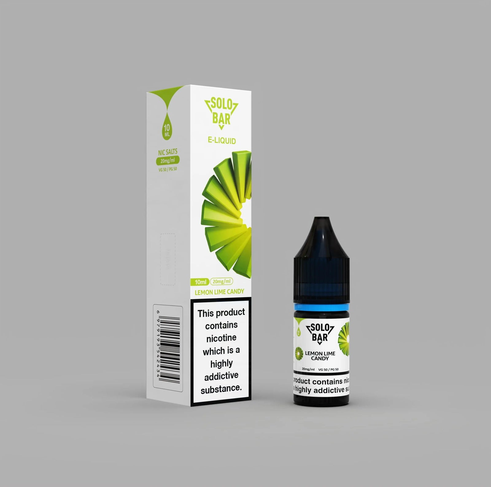 'Solo Bar LemonLimeCandy' branding on a gray background