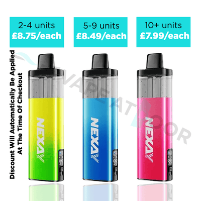 Three Nexay Crush 10k devices with multibuy discount details on a white background.