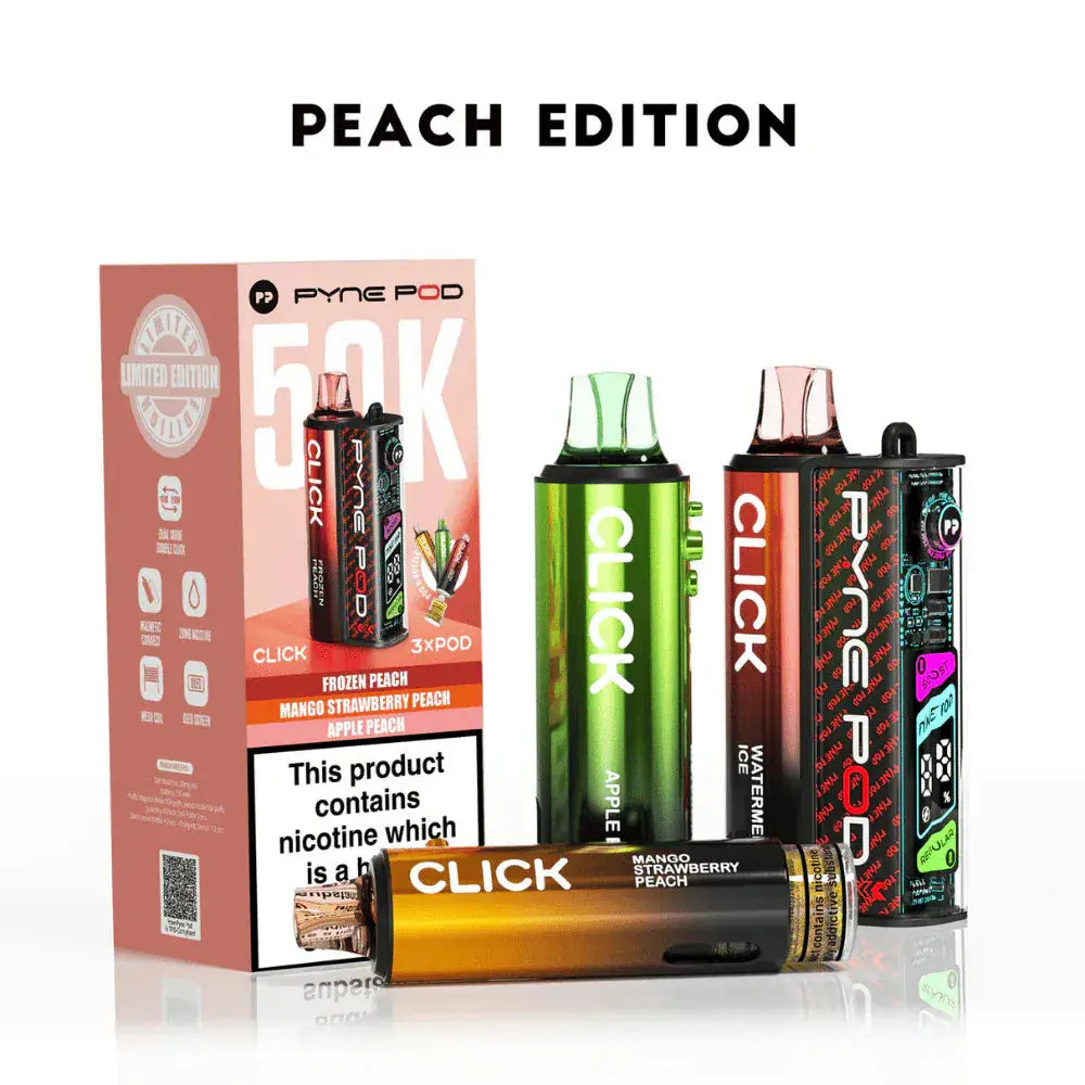 Pyne Pod Click 50K Prefilled Pod Kit – 50,000 Puffs, LED Display & Mesh Coil Vape At Door