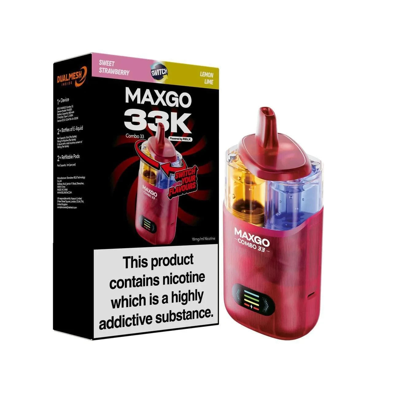 RELX MAXGO COMBO 33K Puffs Prefilled Pod Kit