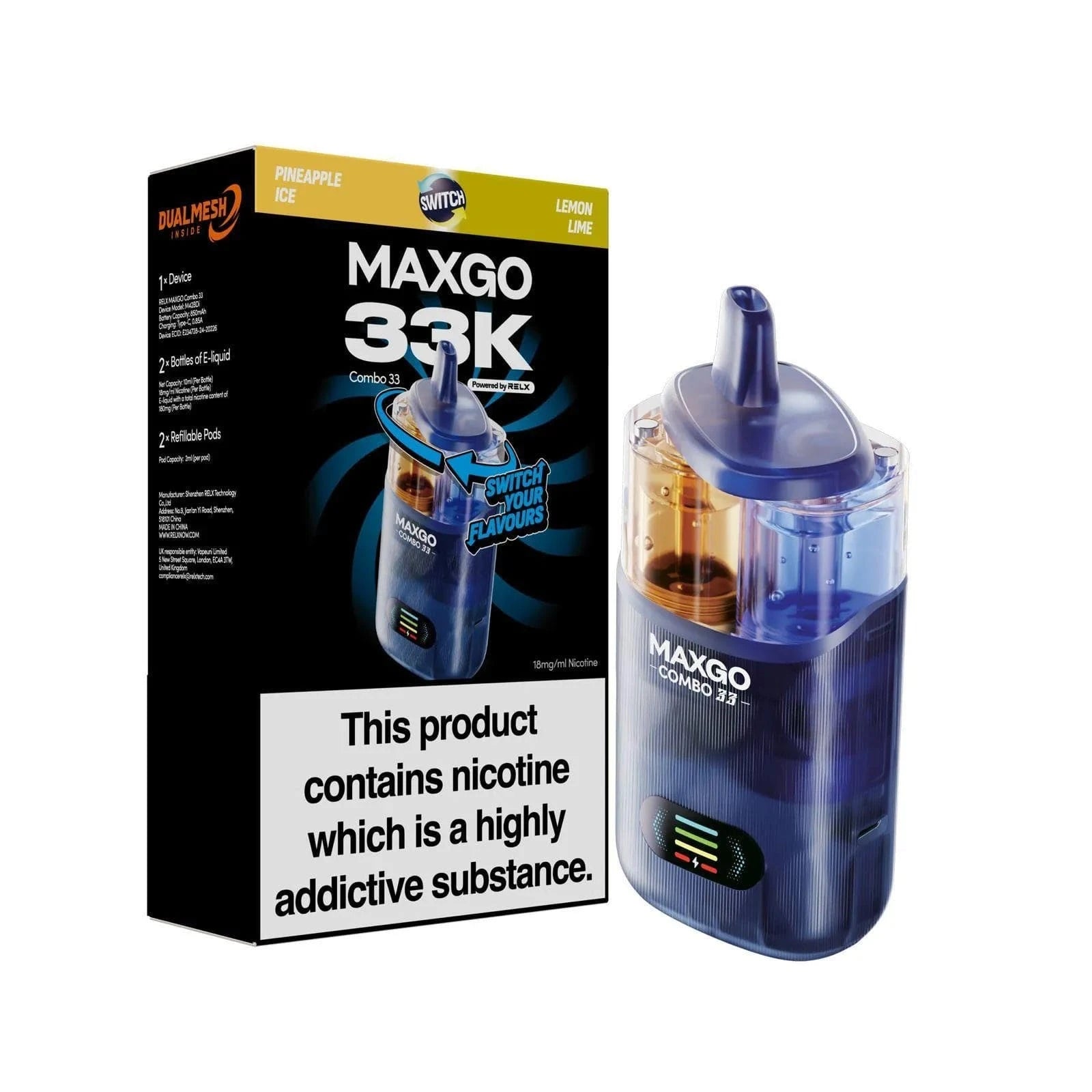 RELX MAXGO COMBO 33K Puffs Prefilled Pod Kit