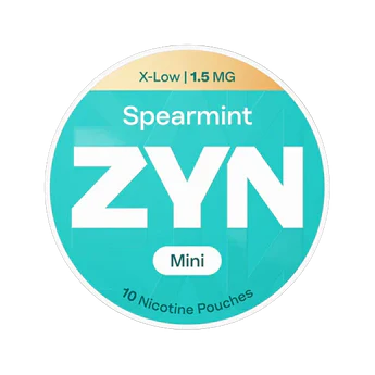 ZYN Spearmint Mini nicotine pouches packaging on a white background