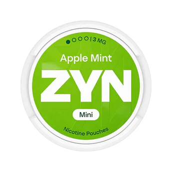 ZYN Apple Mint nicotine pouches container on a white background