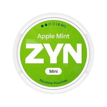 ZYN Apple Mint nicotine pouches container on a white background