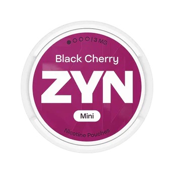 ZYN Black Cherry Mini nicotine pouches packaging on a white background