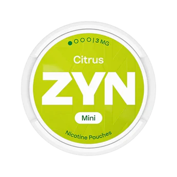 ZYN Citrus Mini nicotine pouches container on a white background