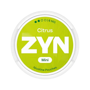 ZYN Citrus Mini nicotine pouches container on a white background