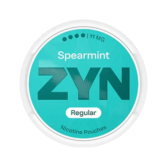 ZYN Spearmint nicotine pouches packaging on a white background