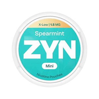 ZYN Spearmint Mini nicotine pouches packaging on a white background