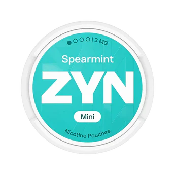 ZYN Spearmint Mini nicotine pouches container on a white background