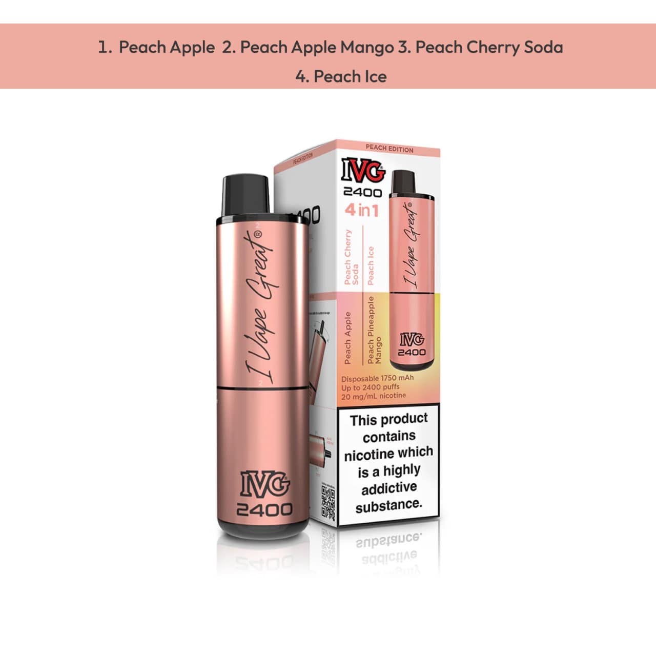 Ivg 4 in 1 2400 Puffs Peach Edition