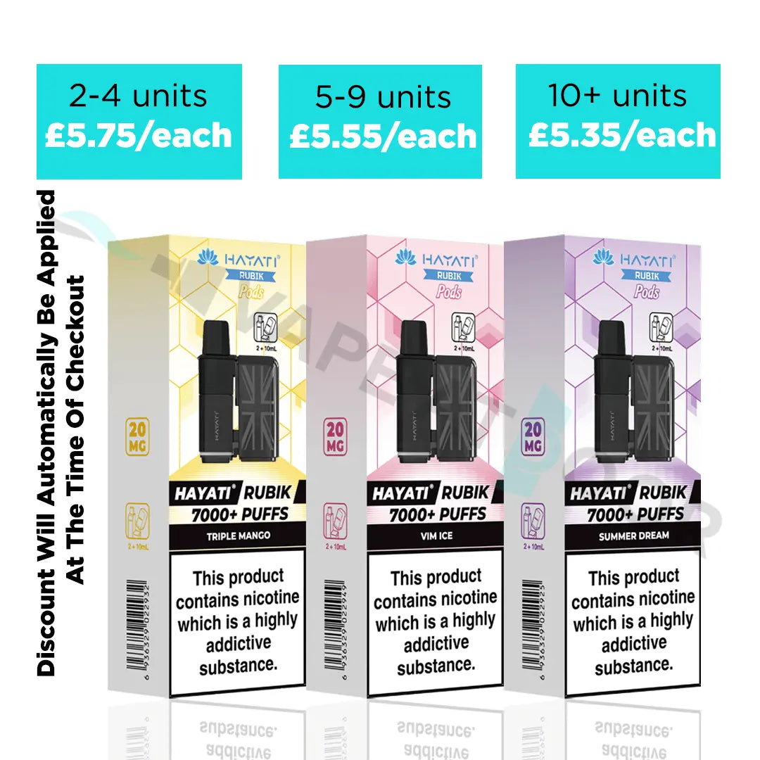 Hayati Rubik 7000 Prefilled Pods Starting From £5.95 to £5.35