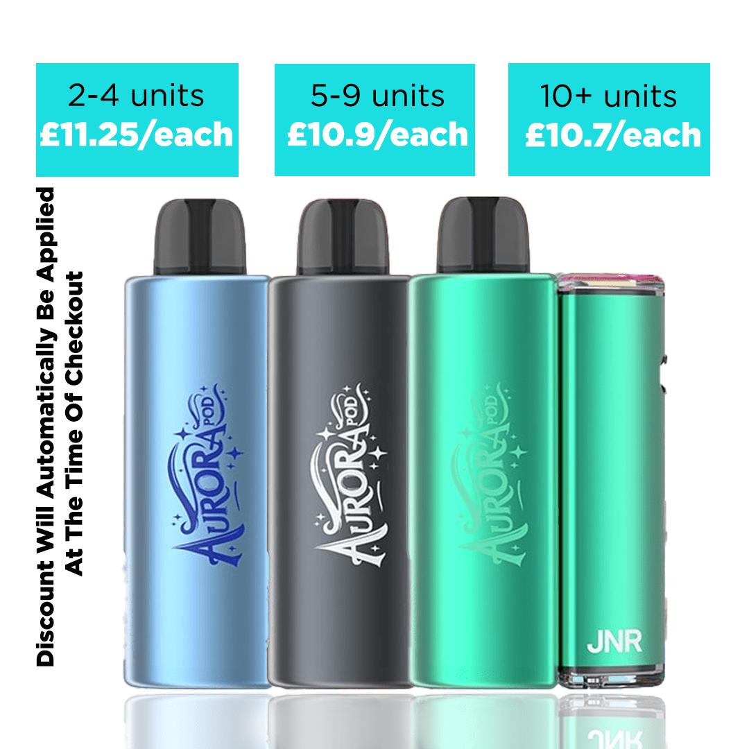JNR Aurora 30K now available at vape at door uk and the picture is showing multibuy deal