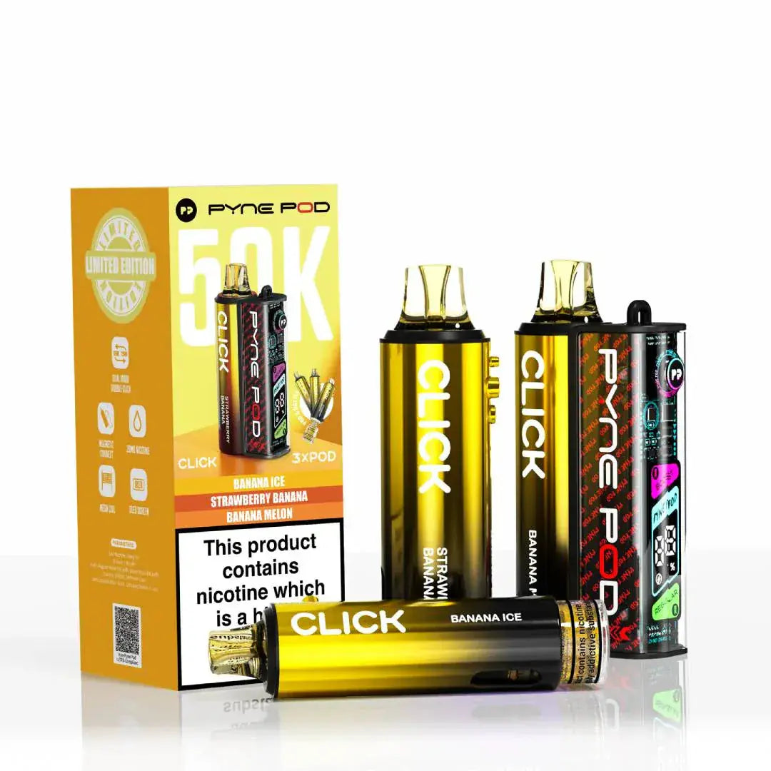 Pyne Pod Click 50K Prefilled Pod Kit – 50,000 Puffs, LED Display & Mesh Coil Vape At Door