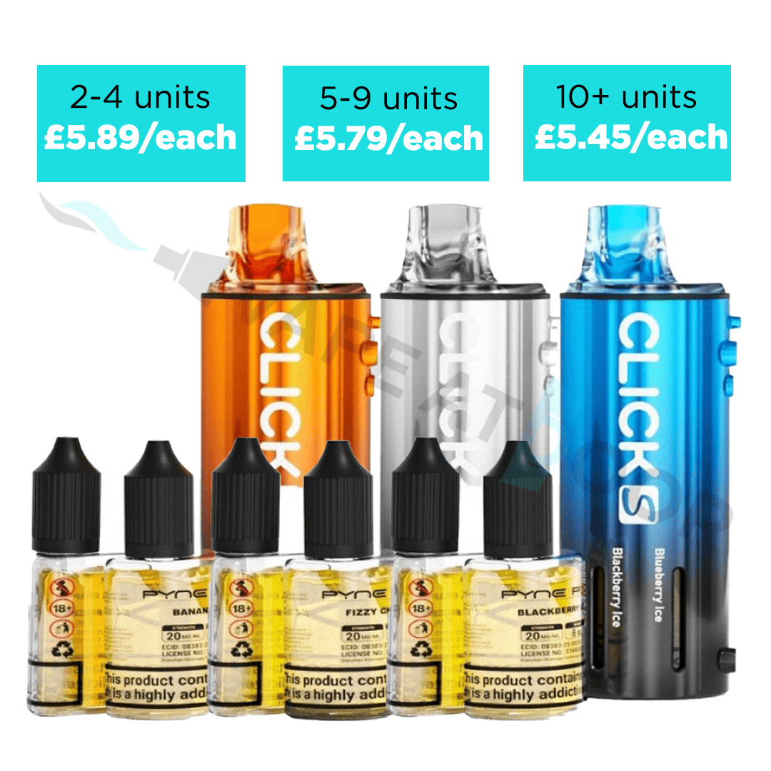 Pyne Pod Click S 30k Replacement Pods with multibuy discounts on a white background.