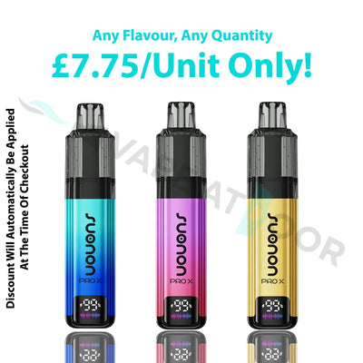 Sounon Pro X 12K– Any flavour, £7.75 per unit (multi-pack promotional image)