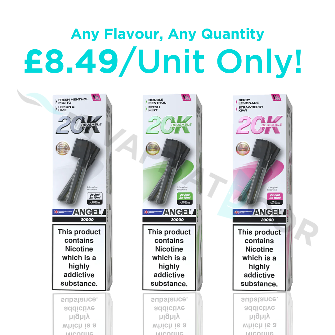 Angel 20k vape prefilled pods now available at vape at door uk for just £8.49
