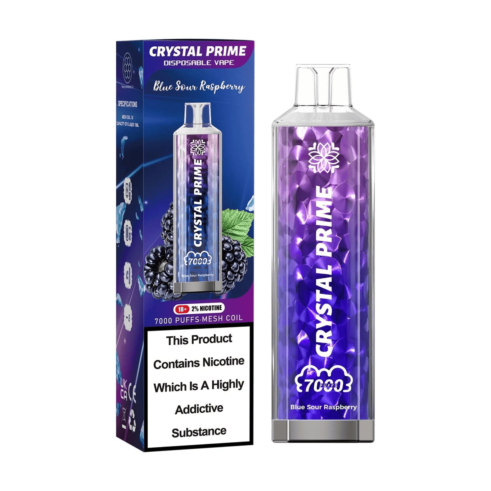 Crystal Prime Bar 7K Puffs Blue Sour Raspberry Flavour